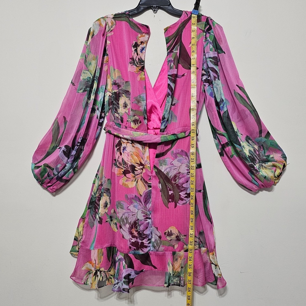 Alex Marie Pink Floral Wrap-Style Midi Dress - Picture 4 of 7